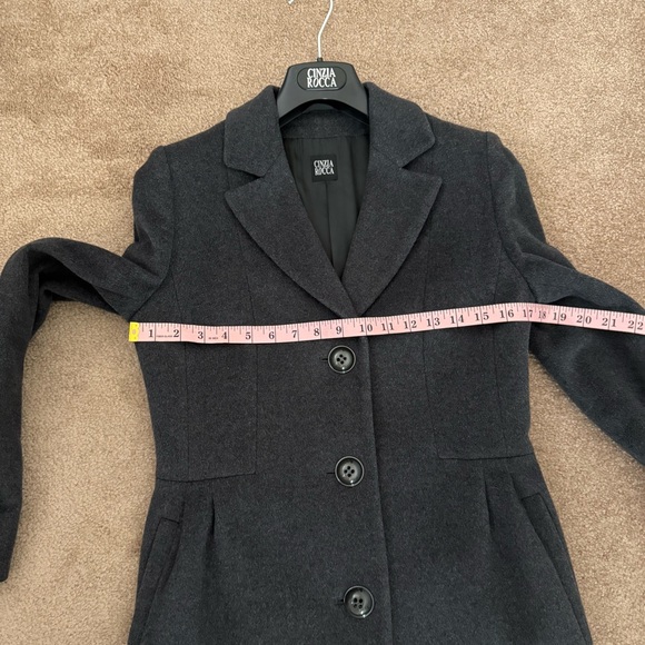 Elegant Cinzia Rocca Charcoal Grey Long Dress Coat, Overcoat Size 4 - Picture 10 of 15